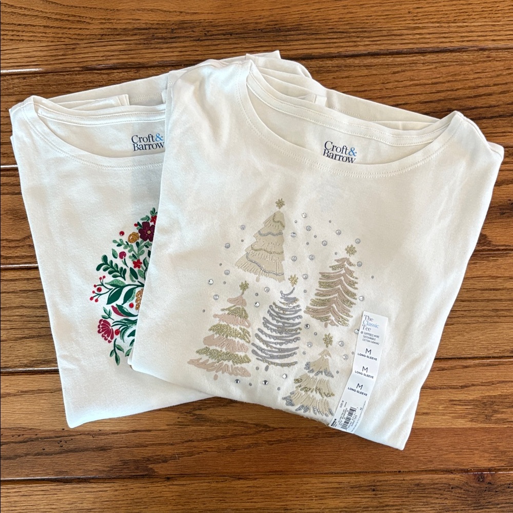 Croft & Barrow Holiday Long Sleeve Tee Shirts Set of 2 - Picture 6 of 12
